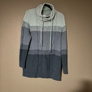 L.L. Bean Women's Blue Gradient Cowl Neck Sweater